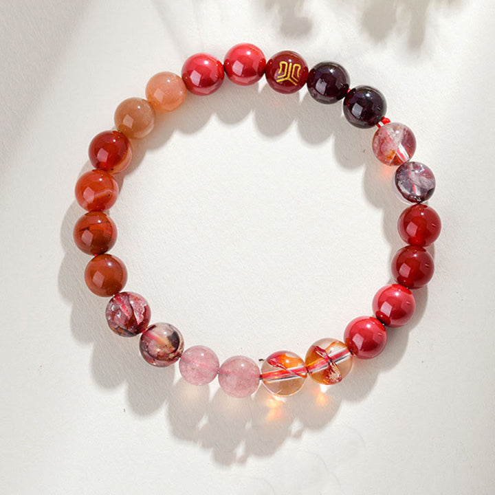 Buddha Stones Five Elements Various Agate Crystal Rutilated Quartz Tiger Eye Yellow Agate Citrine Luck Bracelet - Fire(Wrist Circumference: 14-16cm) - 8mm - image 28