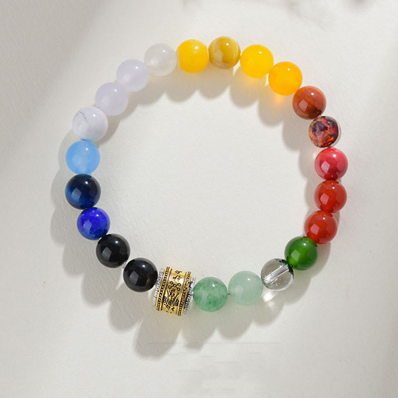 Buddha Stones Five Elements Various Agate Crystal Rutilated Quartz Tiger Eye Yellow Agate Citrine Luck Bracelet