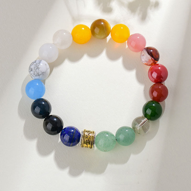 Buddha Stones Five Elements Various Agate Crystal Rutilated Quartz Tiger Eye Yellow Agate Citrine Luck Bracelet