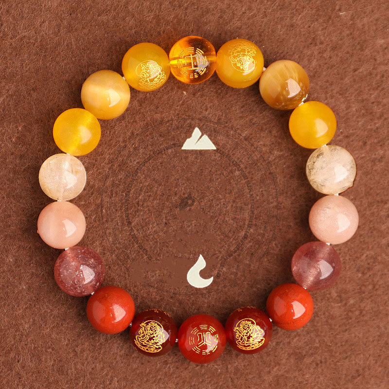 Buddha Stones Five Elements Various Agate Crystal South Red Agate Strawberry Quartz Sun Stone Citrine Luck Bracelet - image 1