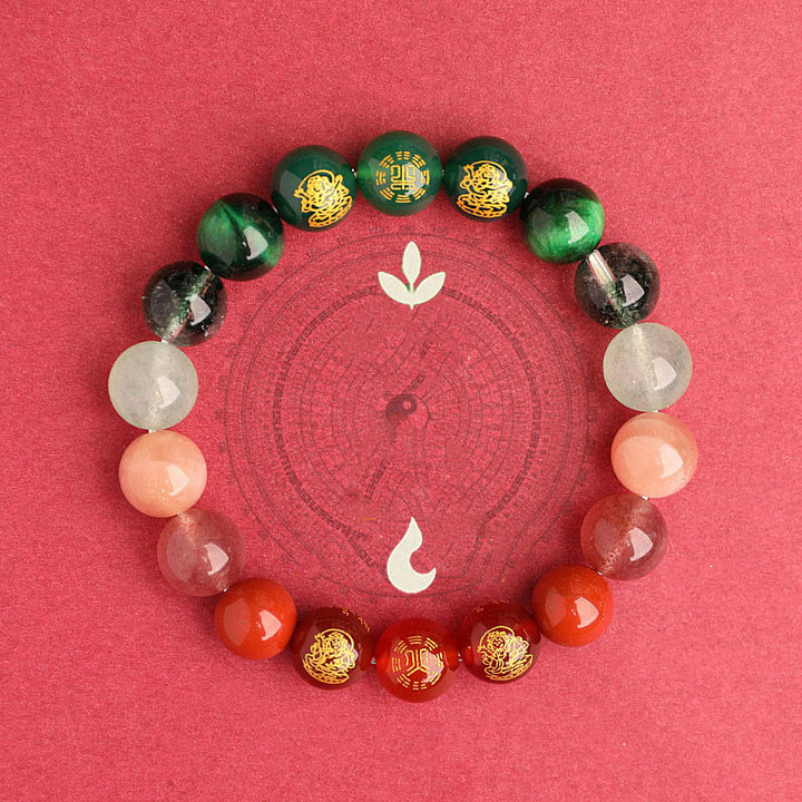 Buddha Stones Five Elements Various Agate Crystal South Red Agate Strawberry Quartz Sun Stone Citrine Luck Bracelet - image 24