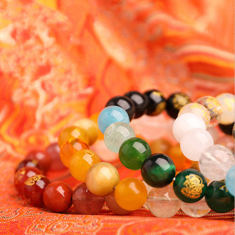 Buddha Stones Five Elements Various Agate Crystal South Red Agate Strawberry Quartz Sun Stone Citrine Luck Bracelet - image 20
