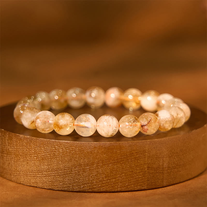 Buddha Stones Natural Citrine Snowflake Crystal Prosperity Bracelet