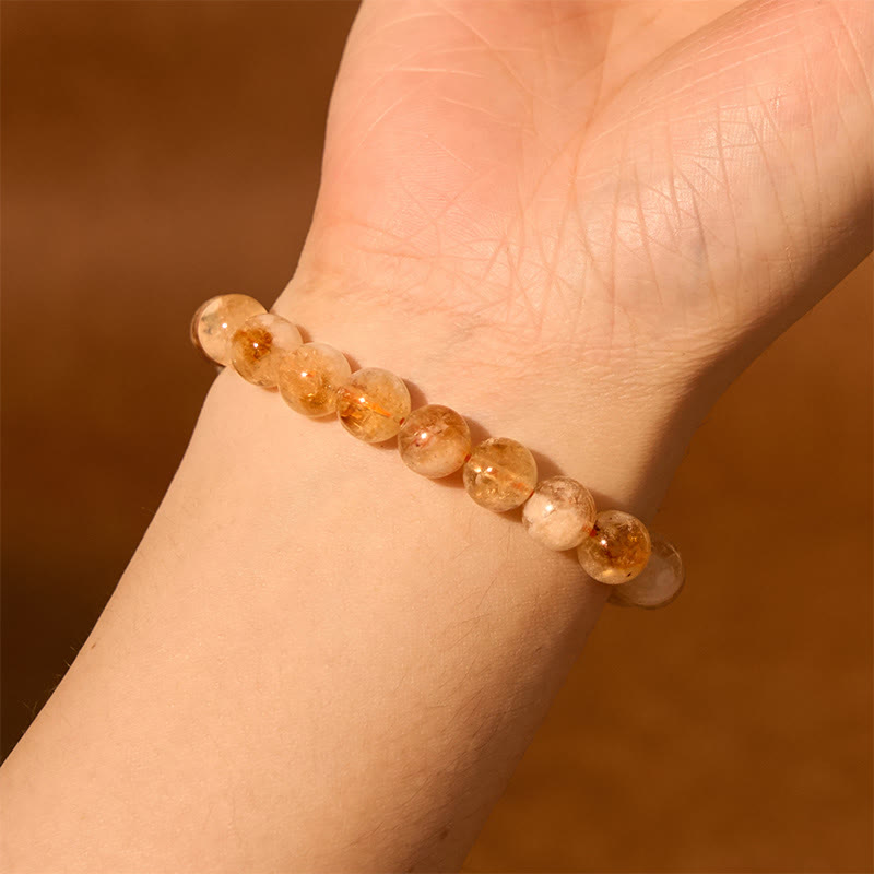 Buddha Stones Natural Citrine Snowflake Crystal Prosperity Bracelet