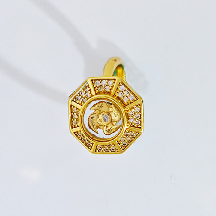 Buddha Stones Gold Plated Copper Windmill Feng Sheng Shui Qi Luck Wealth Adjustable Ring