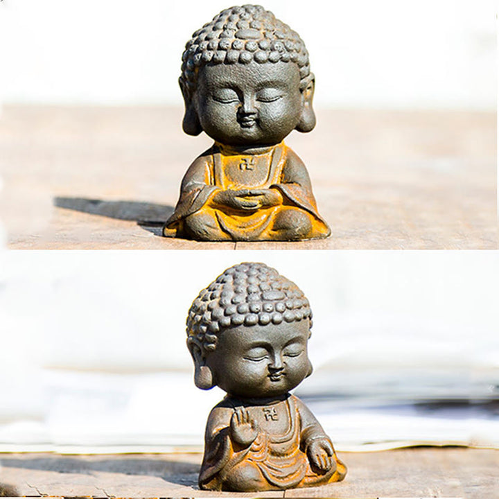 Buddha Stones Small Meditating Buddha Iron Powder Rust Cast Resin Statue Home Decoration