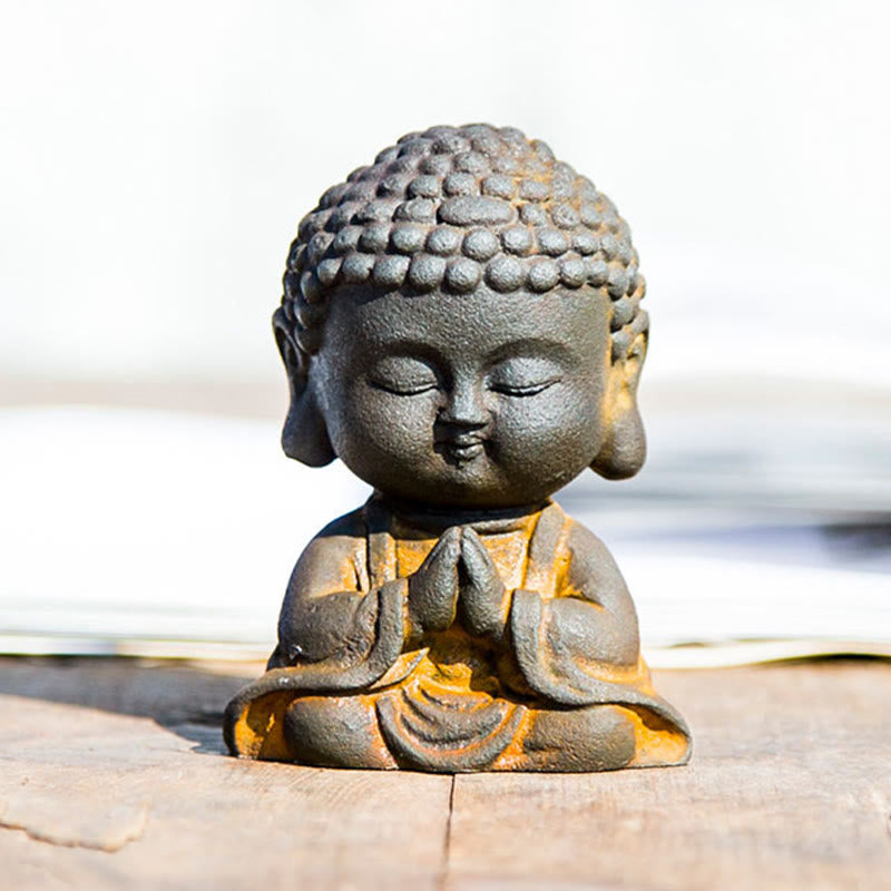 Buddha Stones Small Meditating Buddha Iron Powder Rust Cast Resin Statue Home Decoration