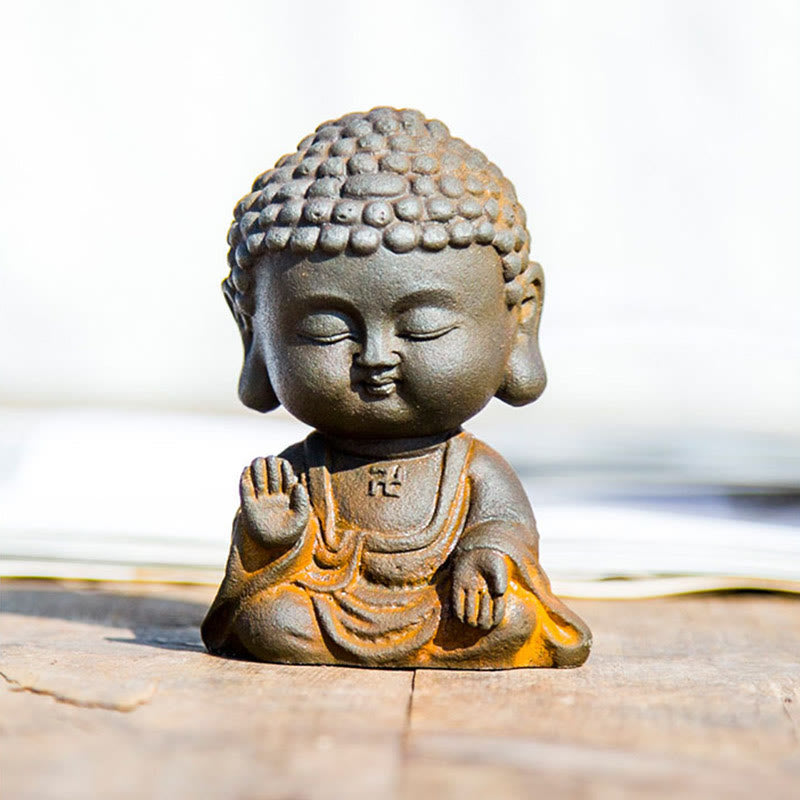 Buddha Stones Small Meditating Buddha Iron Powder Rust Cast Resin Statue Home Decoration