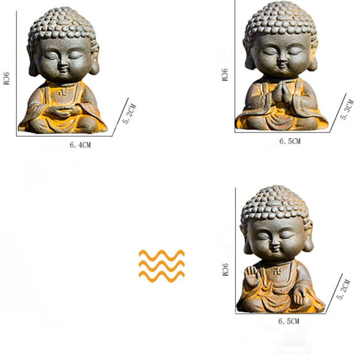 Buddha Stones Small Meditating Buddha Iron Powder Rust Cast Resin Statue Home Decoration