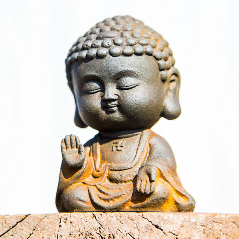 Buddha Stones Small Meditating Buddha Iron Powder Rust Cast Resin Statue Home Decoration - image 13