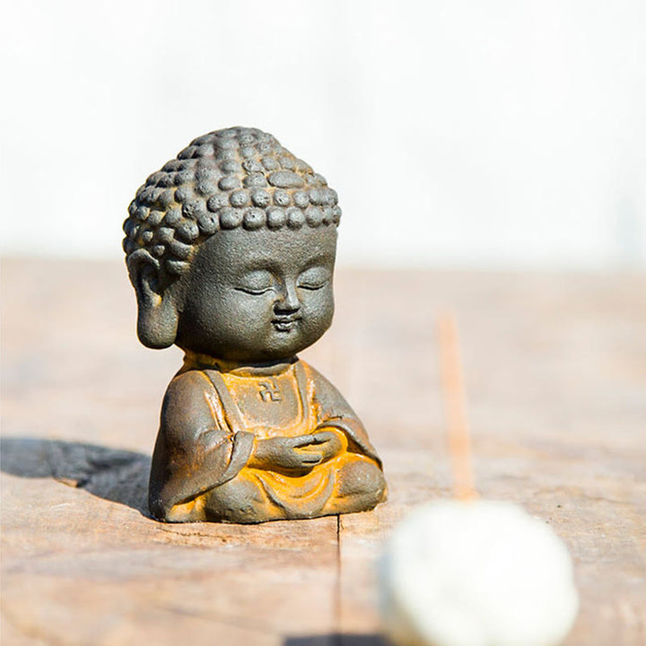 Buddha Stones Small Meditating Buddha Iron Powder Rust Cast Resin Statue Home Decoration - image 10