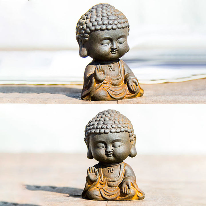 Buddha Stones Small Meditating Buddha Iron Powder Rust Cast Resin Statue Home Decoration - image 15
