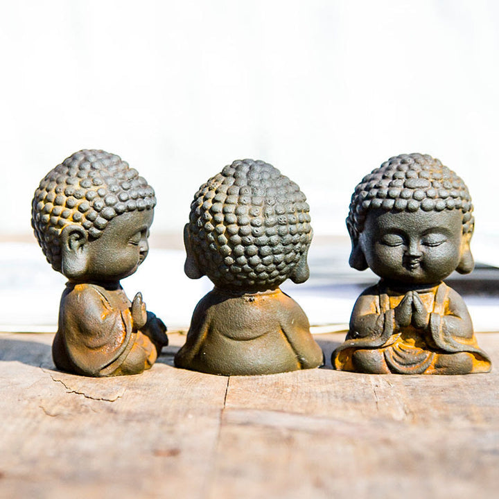 Buddha Stones Small Meditating Buddha Iron Powder Rust Cast Resin Statue Home Decoration