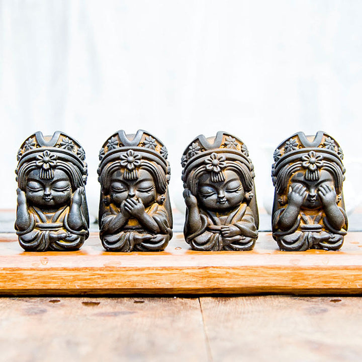 Buddha Stones Handmade Zakiram Iron Powder Rust Cast Resin Statue Zen Home Decoration