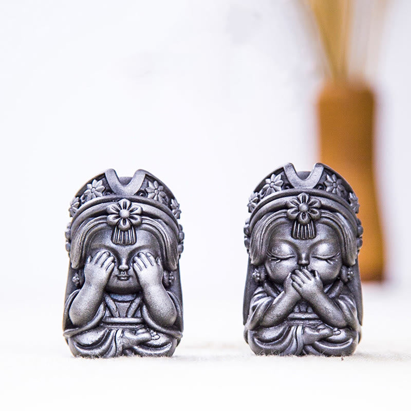 Buddha Stones Handmade Zakiram Iron Powder Rust Cast Resin Statue Zen Home Decoration