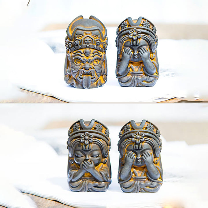 Buddha Stones Handmade Zakiram Iron Powder Rust Cast Resin Statue Zen Home Decoration