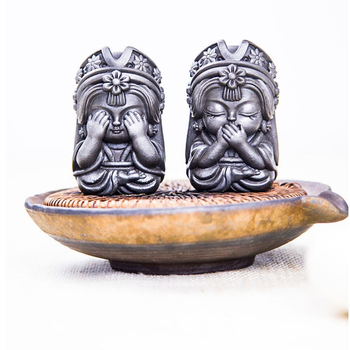 Buddha Stones Handmade Zakiram Iron Powder Rust Cast Resin Statue Zen Home Decoration