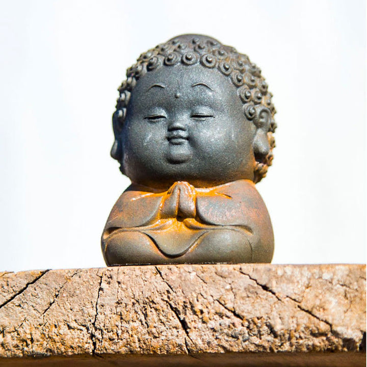 Buddha Stones Small Standing Lying Sitting Cute Buddha Iron Powder Rust Cast Resin Statue Home Decoration