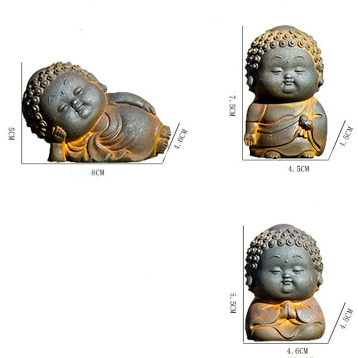 Buddha Stones Small Standing Lying Sitting Cute Buddha Iron Powder Rust Cast Resin Statue Home Decoration