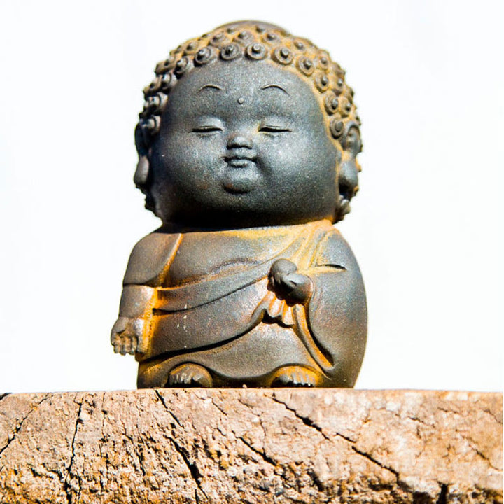 Buddha Stones Small Standing Lying Sitting Cute Buddha Iron Powder Rust Cast Resin Statue Home Decoration