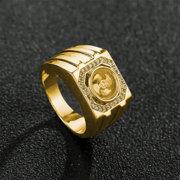 Buddha Stones Gold Plated Copper Brass Windmill Healing Ring