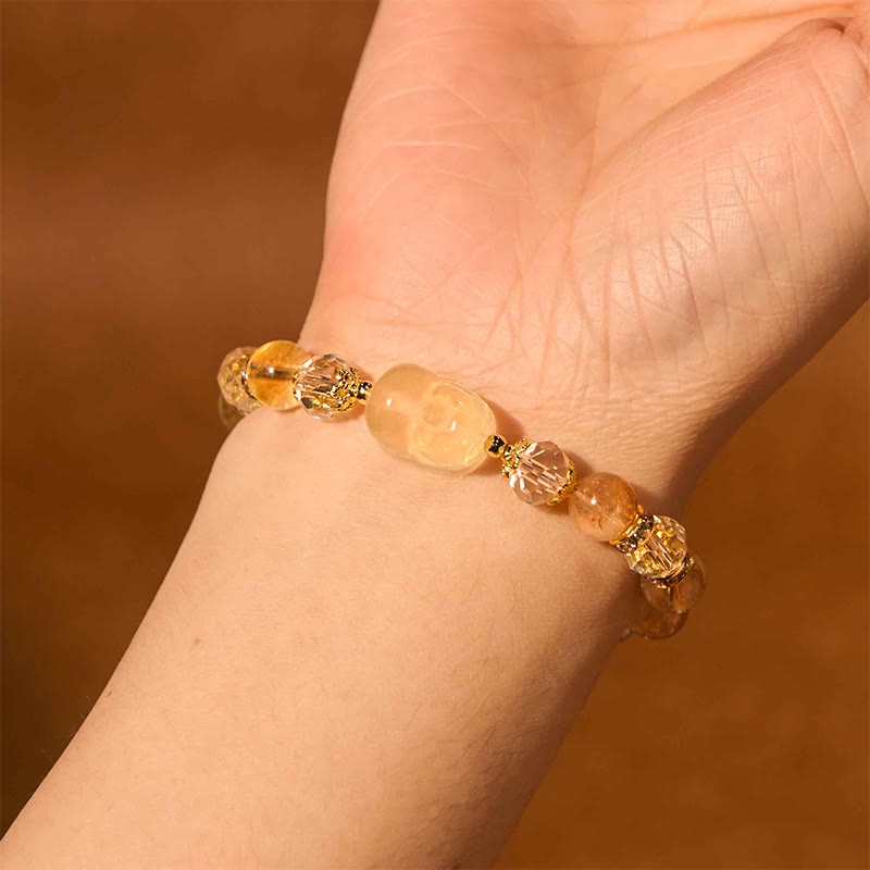 Buddha Stones Natural Citrine Pixiu Prosperity Bracelet