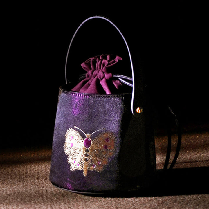 Buddha Stones Butterfly Song Brocade Crossbody Bag Shoudler Bag