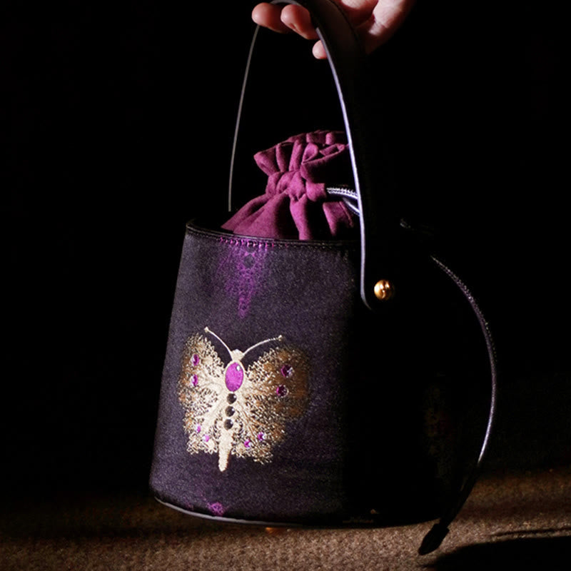 Buddha Stones Butterfly Song Brocade Crossbody Bag Shoudler Bag