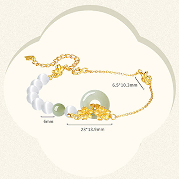 Buddha Stones Chrysoberyl Hetian Jade 999 Sterling Silver Love Bracelet - image 11