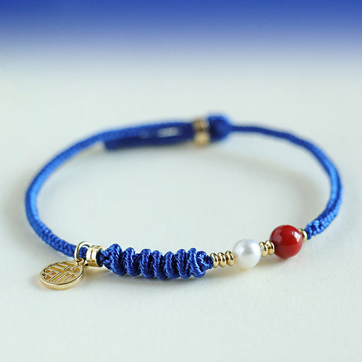 Buddha Stones Klein Blue String South Red Agate Garnet Blue Aventurine Lazurite Copper Butterfly Fu Character Positive Bracelet