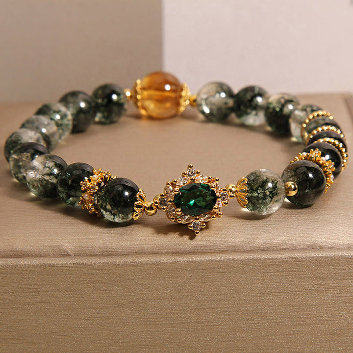 Buddha Stones Green Phantom Green Crystal Confidence Bracelet