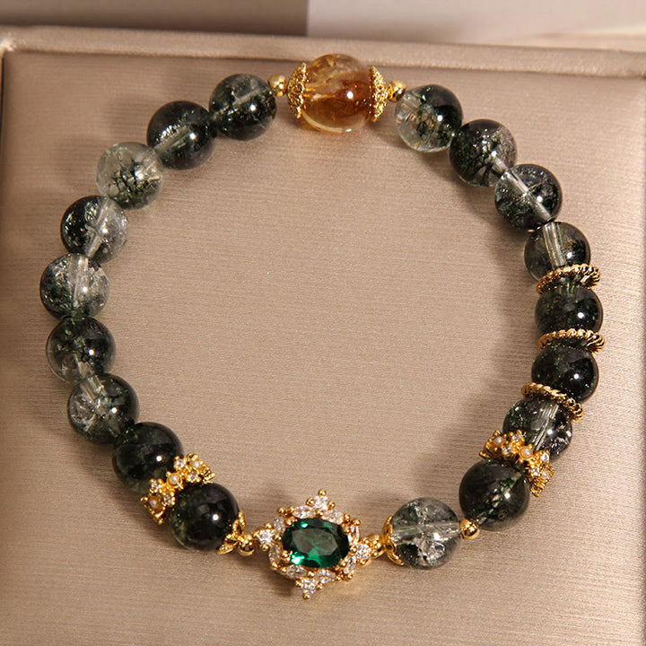 Buddha Stones Green Phantom Green Crystal Confidence Bracelet