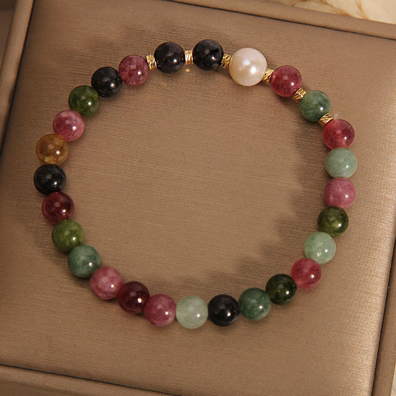 Buddha Stones Tourmaline Pearl Wisdom Bracelet