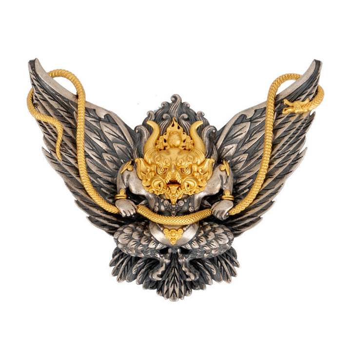 Buddha Stones 925 Sterling Silver Tibetan Garuda Bird Dragon Snake Wisdom Necklace Pendant - image 9