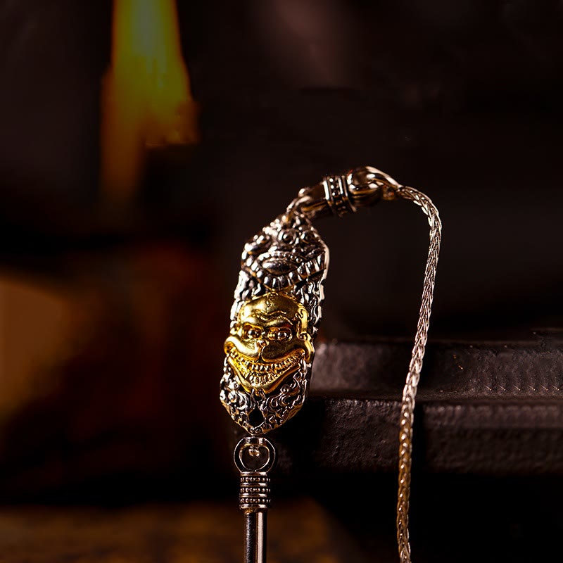 Buddha Stones 925 Sterling Silver Tibetan Zakiram Goddess of Wealth Keep Away Evil Spirits Necklace Pendant - image 18