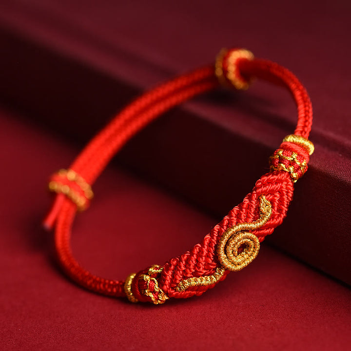 Buddha Stones Handmade Red String Eight Thread Peace Knot Year Of The Snake Protection Luck Braided Bracelet