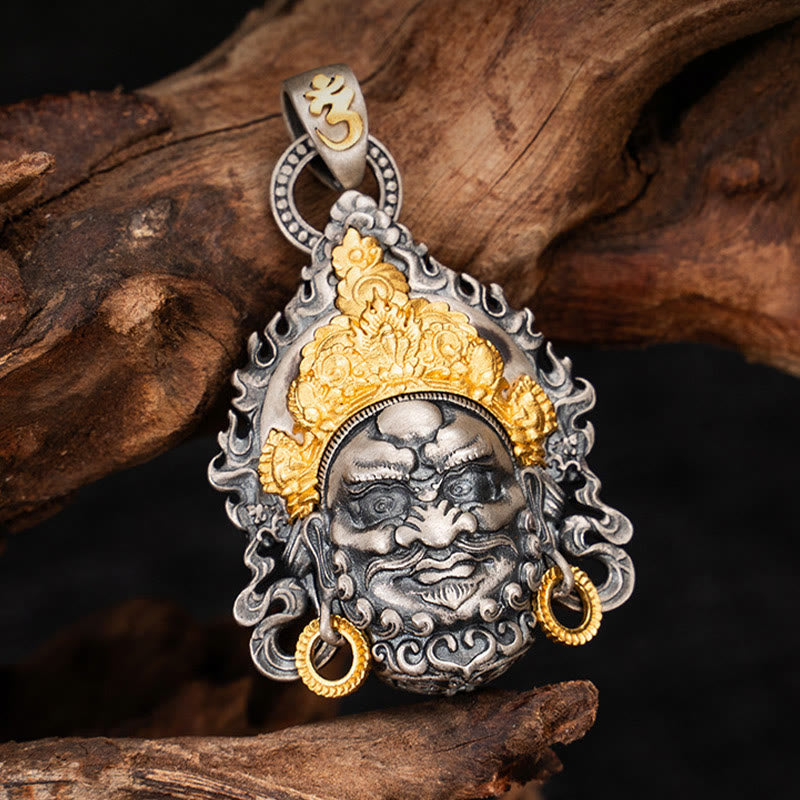 Buddha Stones 925 Sterling Silver Tibetan Yellow Jambhala God of Wealth Protection Necklace Pendant - image 1