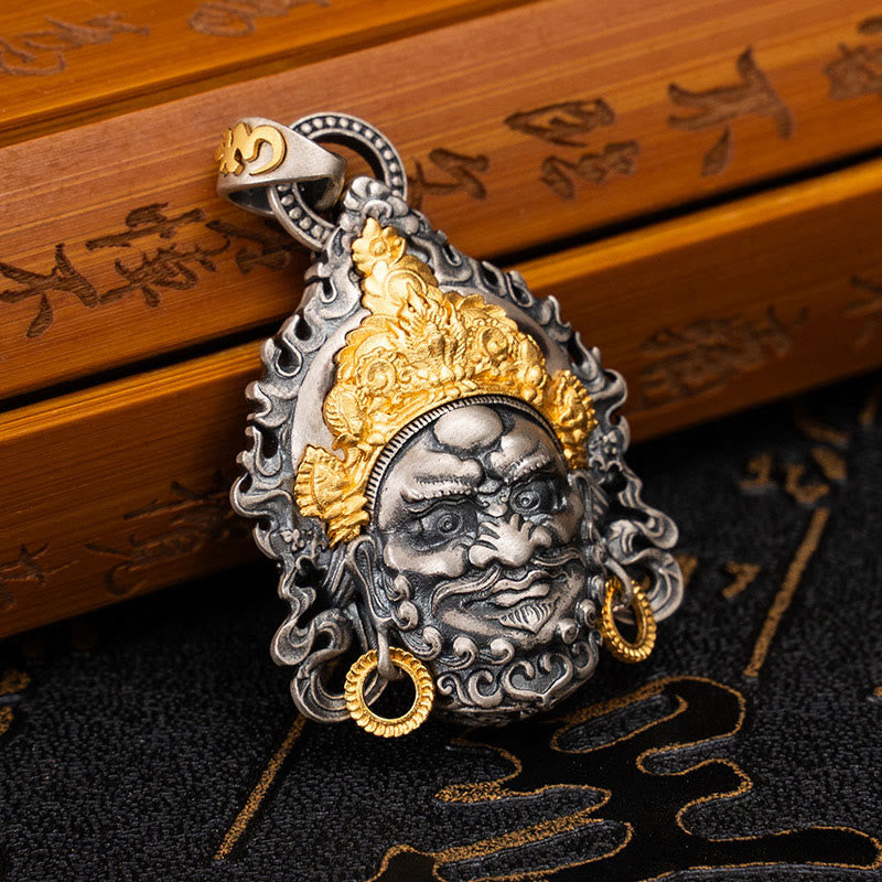 Buddha Stones 925 Sterling Silver Tibetan Yellow Jambhala God of Wealth Protection Necklace Pendant - Yellow Jambhala(Pendant Only) - image 0