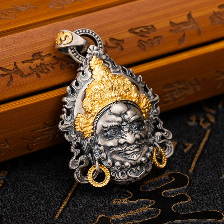 Buddha Stones 925 Sterling Silver Tibetan Yellow Jambhala God of Wealth Protection Necklace Pendant - Yellow Jambhala(Pendant Only) - image 0