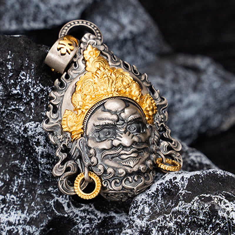 Buddha Stones 925 Sterling Silver Tibetan Yellow Jambhala God of Wealth Protection Necklace Pendant - image 7