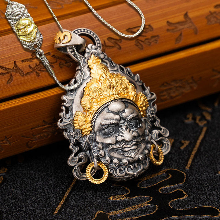 Buddha Stones 925 Sterling Silver Tibetan Yellow Jambhala God of Wealth Protection Necklace Pendant - Yellow Jambhala&52cm The Lord of the Corpse Forest Copper Chain - image 18