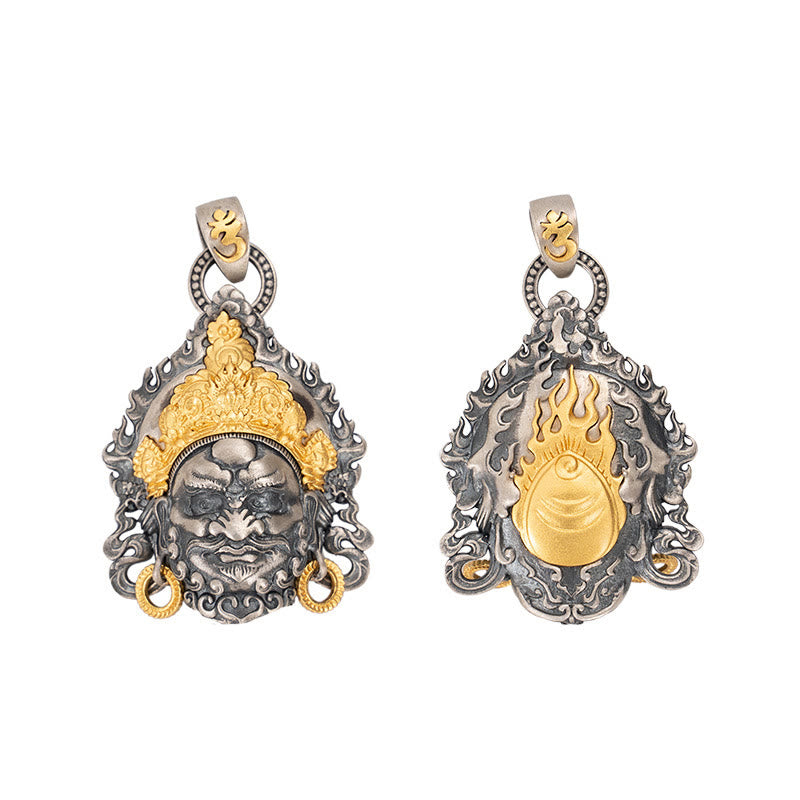 Buddha Stones 925 Sterling Silver Tibetan Yellow Jambhala God of Wealth Protection Necklace Pendant - image 10