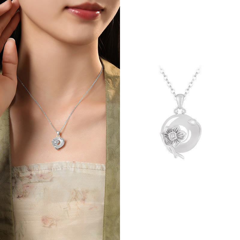 Buddha Stones Chalcedony 925 Sterling Silver Peace Buckle Flowers Necklace Pendant - Daffodil - 925 Sterling Silver Chalcedony - image 40
