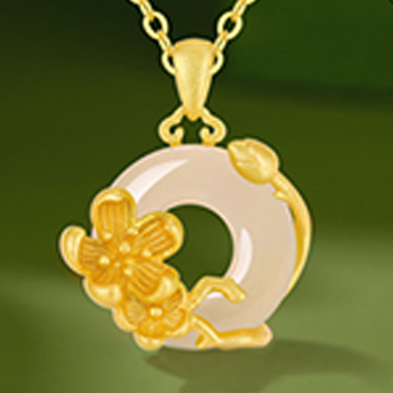 Buddha Stones Chalcedony 925 Sterling Silver Peace Buckle Flowers Necklace Pendant - image 8