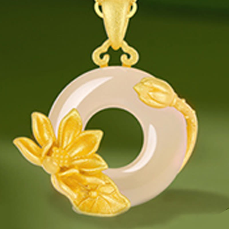 Buddha Stones Chalcedony 925 Sterling Silver Peace Buckle Flowers Necklace Pendant - image 17