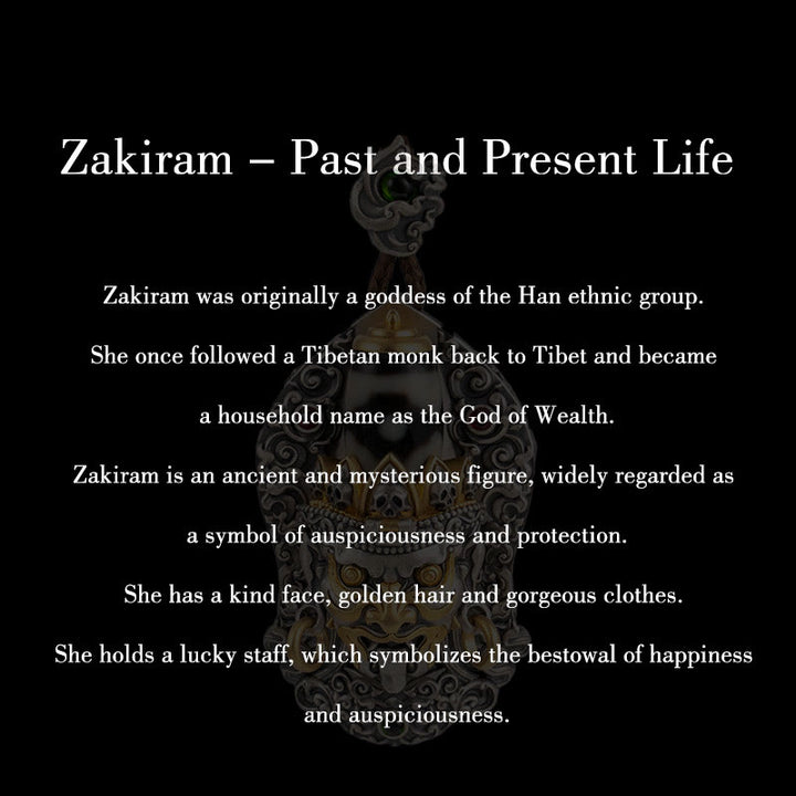 Buddha Stones 925 Sterling Silver Tibetan Zakiram Goddess of Wealth Dzi Bead Protection Necklace Pendant - image 13