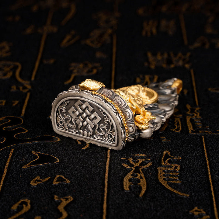 Buddha Stones 925 Sterling Silver Tibet Yellow Jambhala God of Wealth Blessing Necklace Pendant - image 3