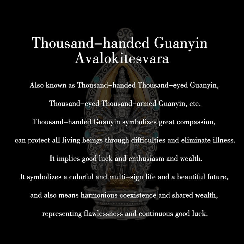 Buddha Stones 925 Sterling Silver Thousand-armed Guanyin Kwan Yin Avalokiteśvara Wealth Necklace Pendant - image 10