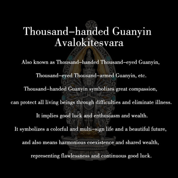 Buddha Stones 925 Sterling Silver Thousand-armed Guanyin Kwan Yin Avalokiteśvara Wealth Necklace Pendant - image 10