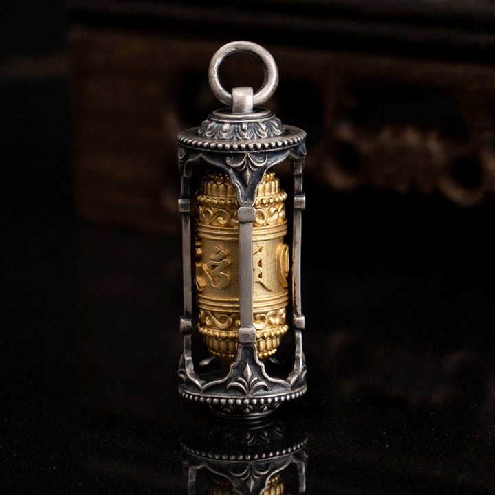 Buddha Stones 925 Sterling Silver Tibetan Prayer Wheel Om Mani Padme Hum Wisdom Necklace Pendant - image 4